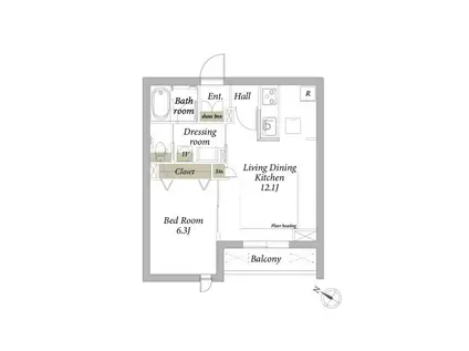 リコラータ(1LDK/1階)の間取り写真