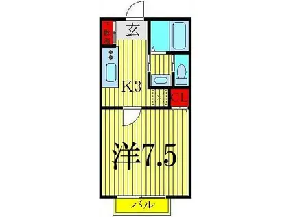 A-レガート柏東2丁目(1K/1階)の間取り写真