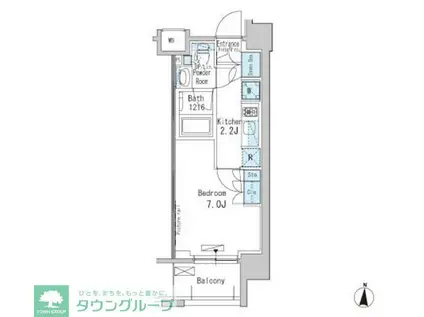 パークアクシス両国(1K/2階)の間取り写真