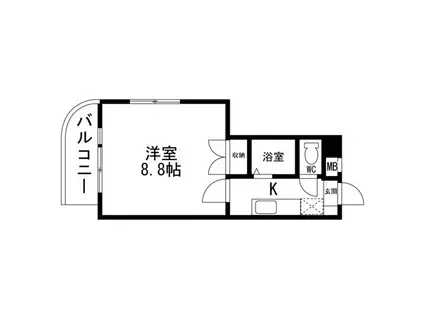 有楽館メゾンヴィスタリア(1K/3階)の間取り写真