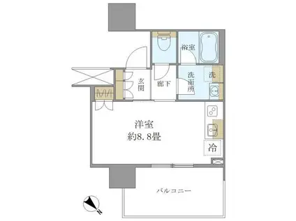 BRILLIA TOWER 浜離宮(ワンルーム/6階)の間取り写真