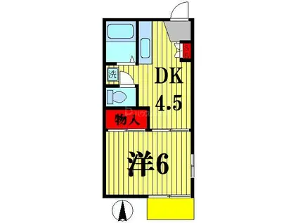 プロフィーV(1K/1階)の間取り写真