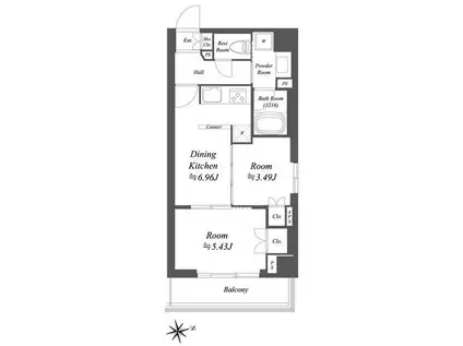 ブランシエスタ荻窪(2DK/2階)の間取り写真