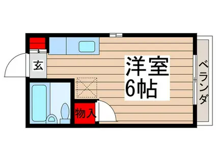 ハーモニーハイツ(ワンルーム/2階)の間取り写真