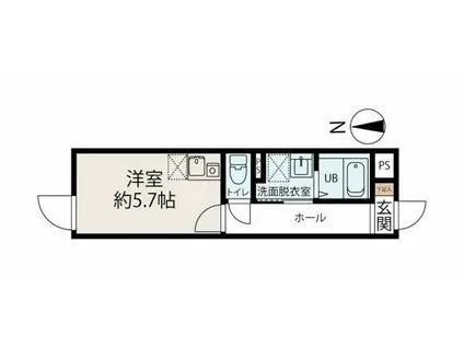 ピースフルパレス世田谷(ワンルーム/5階)の間取り写真