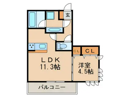 メゾンWATARI C棟(1LDK/3階)の間取り写真