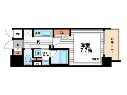 アーバネックス心斎橋(1K/13階)の間取り写真