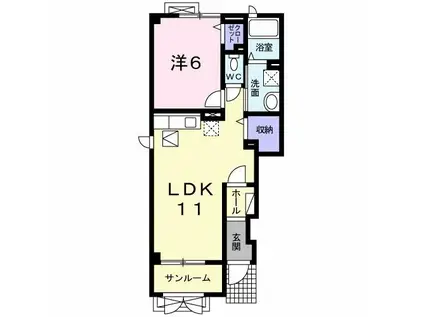 ノース・ネオ(1LDK/1階)の間取り写真
