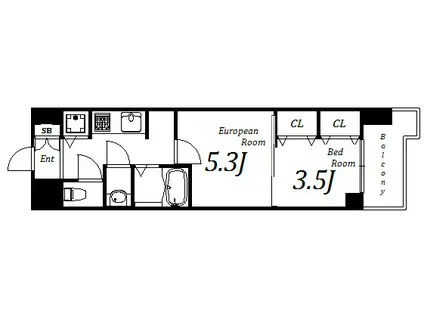 ラヴ神戸三宮(2K/8階)の間取り写真