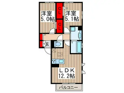 ファンディーナ(2LDK/3階)の間取り写真