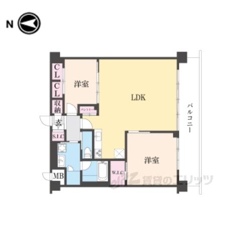 プレジオ宝塚ASIAN(2LDK/3階)の間取り写真