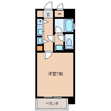 ロマネスク東町(1K/6階)の間取り写真