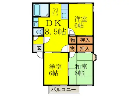 フローライン大谷(3LDK/2階)の間取り写真