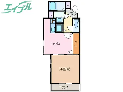 サンライズコート(1DK/1階)の間取り写真