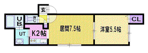 ファルコン21(1LDK/2階)の間取り写真