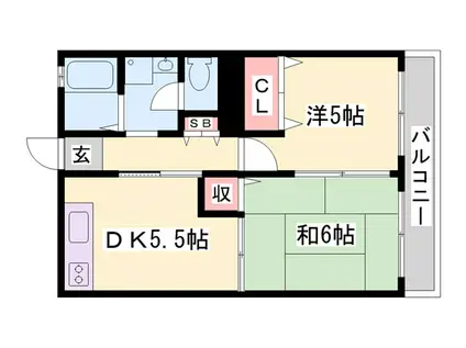 ラフォーレ(2DK/1階)の間取り写真