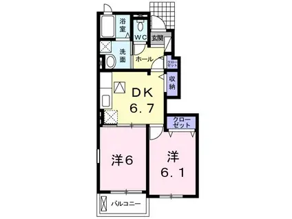 メゾンドミニヨン(2DK/1階)の間取り写真