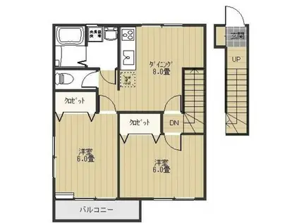 UハイツIST(2DK/2階)の間取り写真