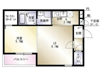フジパレス羽倉崎駅前(1LDK/3階)の間取り写真