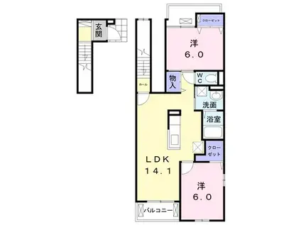 グランデ エステ III(2LDK/2階)の間取り写真