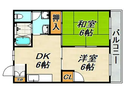 フルール大谷(2DK/2階)の間取り写真