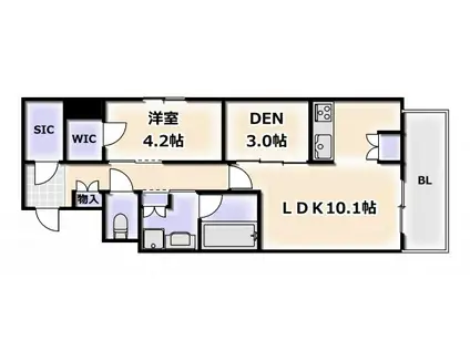 リンクハウス難波元町(1SLDK/9階)の間取り写真