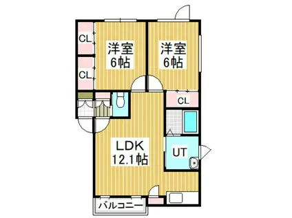 メルヴェユー(2LDK/2階)の間取り写真