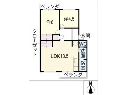 セレストビル内池(2LDK/4階)の間取り写真