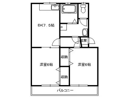 グリーンハイム(2DK/2階)の間取り写真