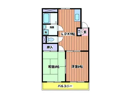 マンションフジノ(2LDK/3階)の間取り写真