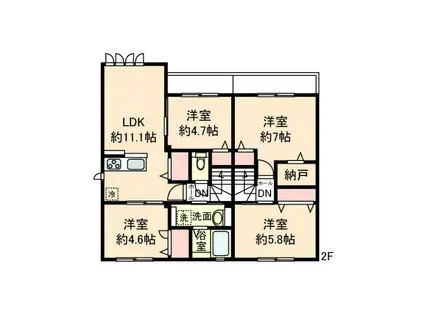 フェリス桃園(2LDK/2階)の間取り写真