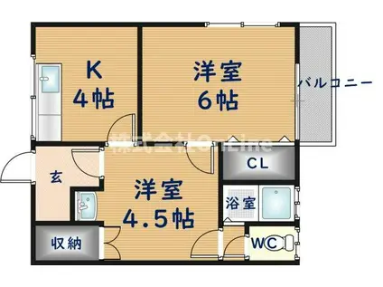 TAIHO宝持ハイツ(2K/2階)の間取り写真