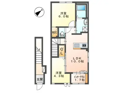 スターテラスII丹那町(2LDK/2階)の間取り写真