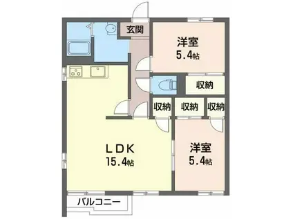 リバティハイツ(2LDK/2階)の間取り写真