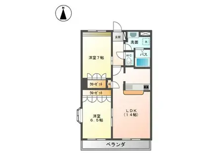 OCEAN VIEW(2LDK/3階)の間取り写真