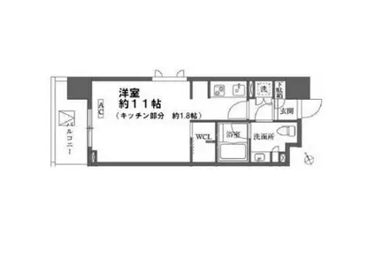 カスタリア大森(ワンルーム/4階)の間取り写真