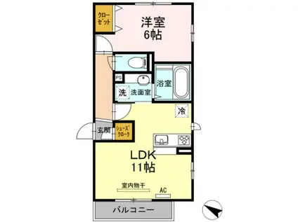 ルーチェB(1LDK/2階)の間取り写真