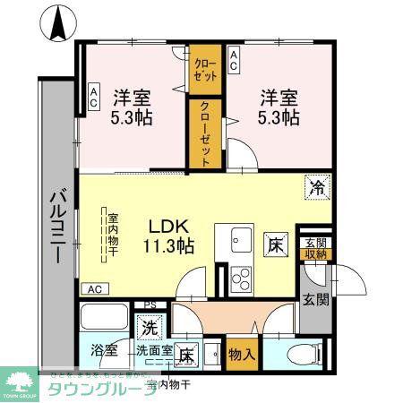エリシアガーデン(2LDK/1階)の間取り写真