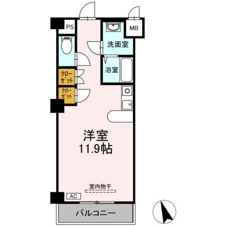 フェリオ甲府上石田(ワンルーム/4階)の間取り写真