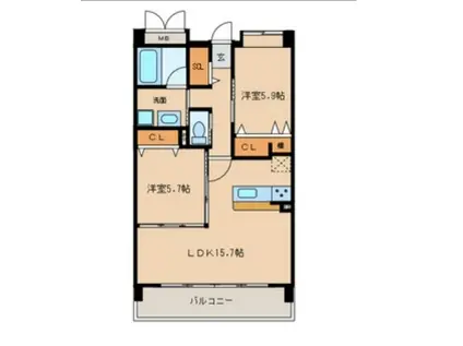 URBAN GRAY 2AD (2LDK/2階)の間取り写真