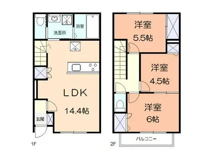 アメニティー寒川町一之宮アパート(3LDK/1階)の間取り写真