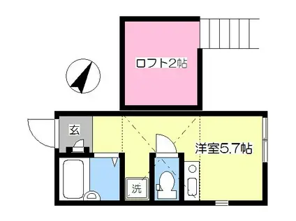 LINO(ワンルーム/2階)の間取り写真