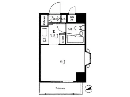 クリオ鵜の木壱番館(1K/1階)の間取り写真