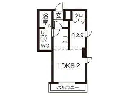 メリディアン柏木(1LDK/2階)の間取り写真