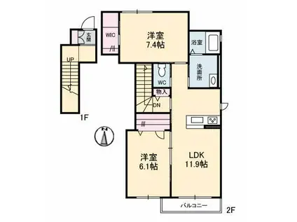 マルベリーヴィレッジ(2LDK/2階)の間取り写真