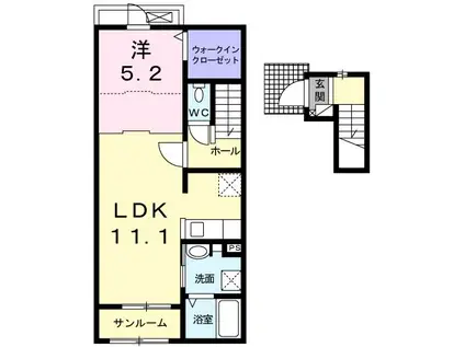 さくらみらい22(1LDK/2階)の間取り写真