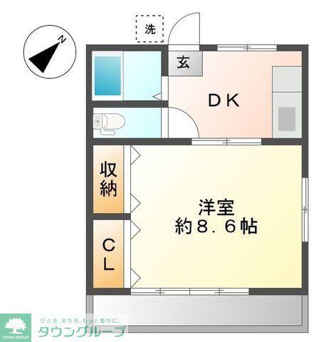 久保田アパート(1DK/2階)の間取り写真