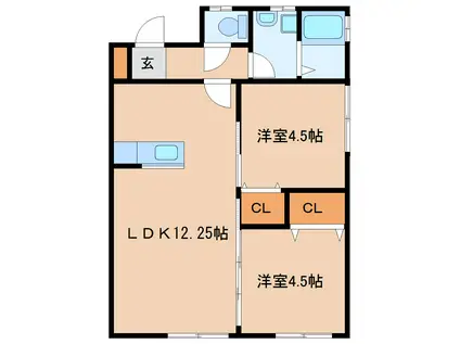 NR20 E棟(2LDK/2階)の間取り写真