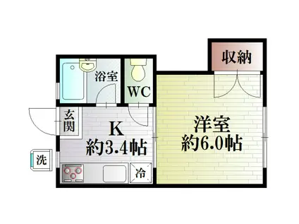 コーポながしま(1K/1階)の間取り写真
