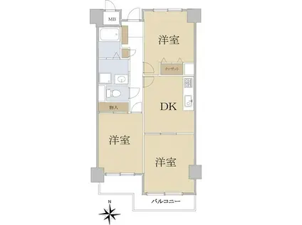 リバーサイド香櫨園(3DK/2階)の間取り写真